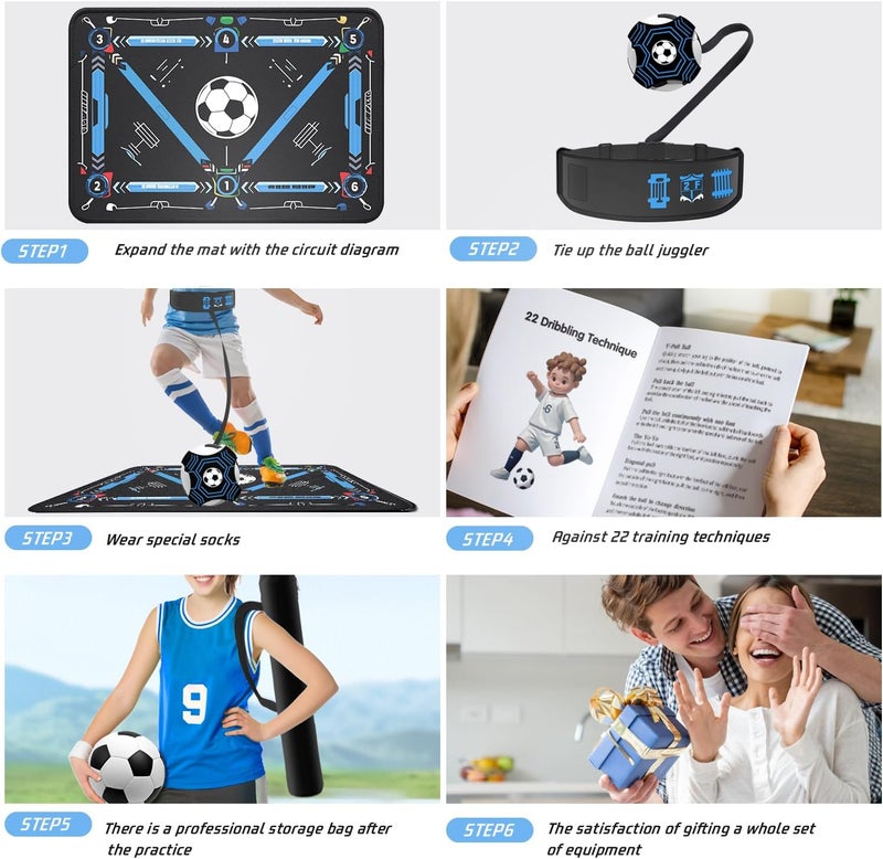 2F22E Soccer Training Mat with Silent Shock Absorption and Non-Slip Base for Footwork Training and Ball Mastery(Belt Version) - Image 4